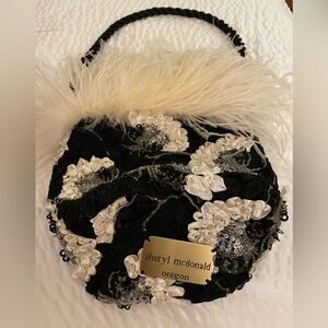 Sheryl McDonald Oregon Embellished Bag with Feather Trim